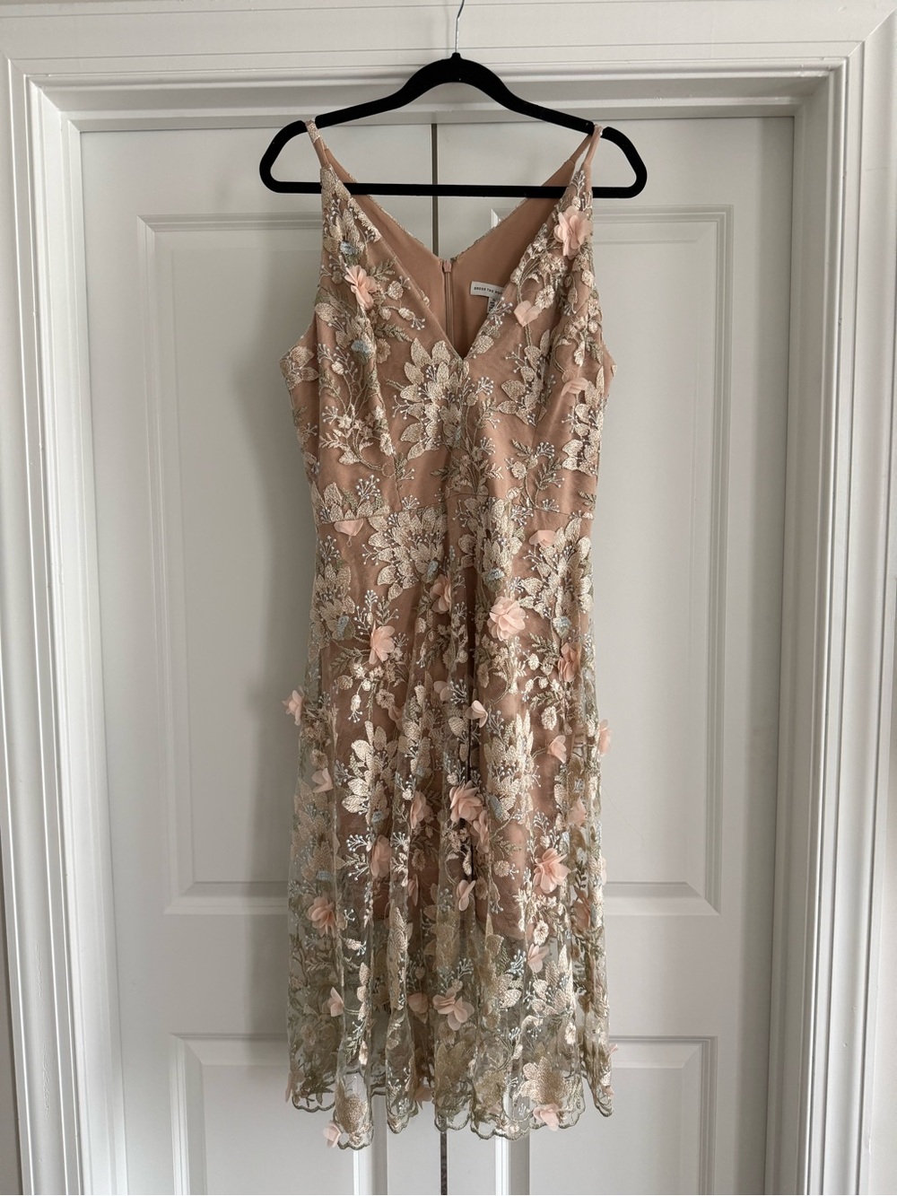 Dress the Population Blush Floral Embroidered Midi Dress